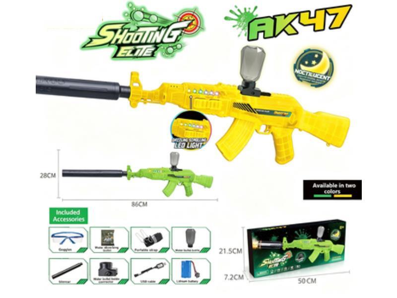 Mid-Range Ak47 High-Speed Continuous Fire Electric Water Bullet Gun [Scrolling Light Version] [Luminous Gun - Full Gun Luminous]