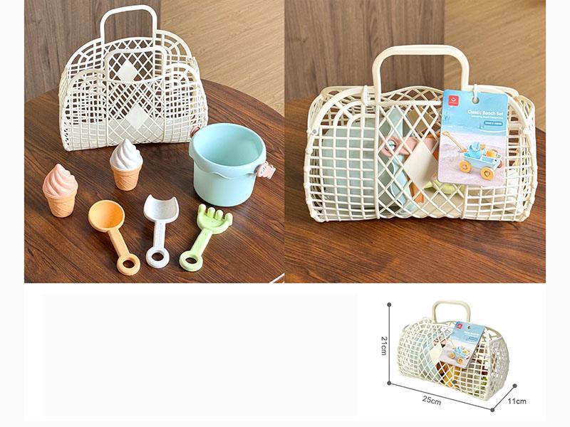 Basket, Straw, Soft Rubber Beach Set