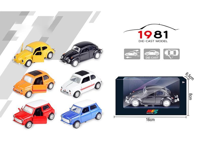 1:36 Window Box Beetle /Mini/FIAT500 Retro Alloy Car