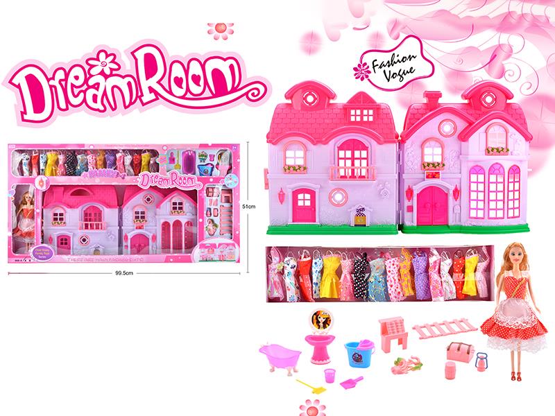 Fashion Doll Villa Set With Clothes