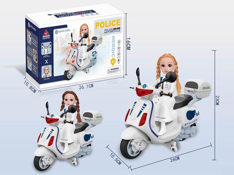 B/O Special Effects Motorcycle With Light Music+Female Police Officer