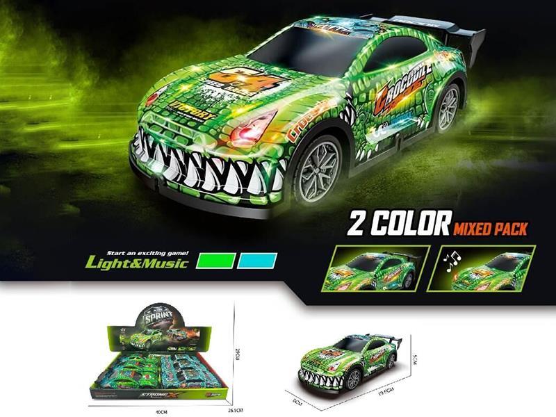Friction PVC Monster Car With Lights And Music 6pcs
