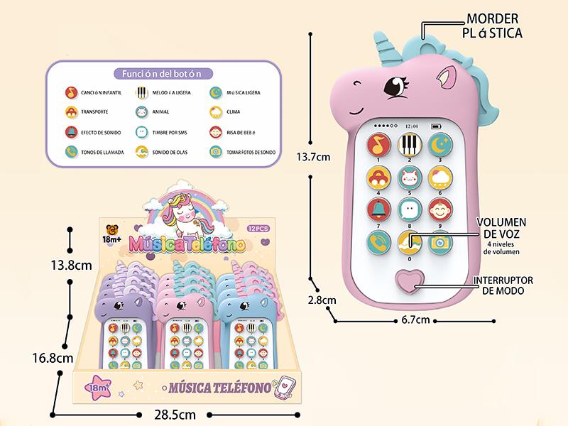 Unicorn Early Education Music Mobile Phone 12PCS(Castellano)
