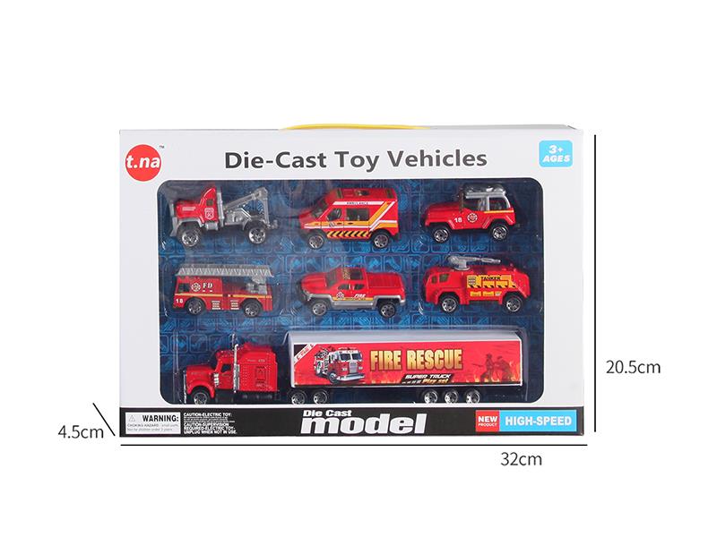 Alloy Container Car With 6 Fire Engine