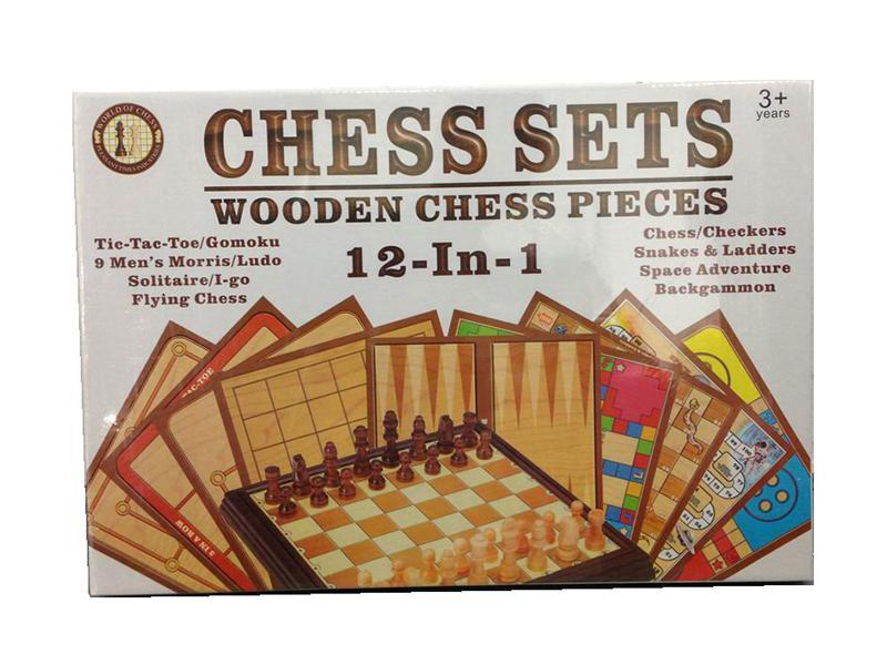 (12 In 1)Wooden game chess set