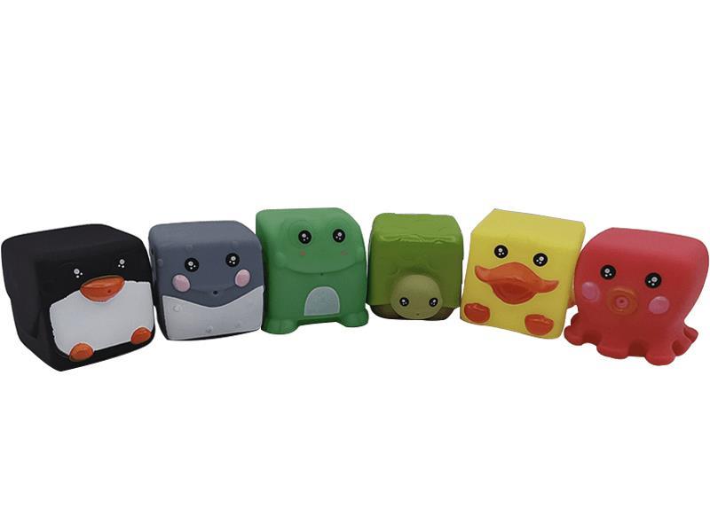 6 Square Vinyl Animal With Whistle