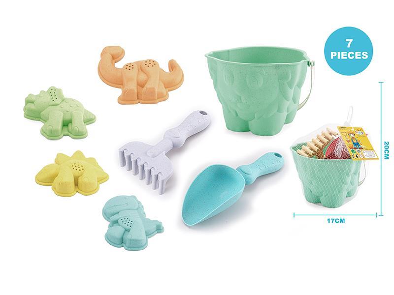 Wheat Straw mMaterial Lion Sand Bucket Set 7pcs