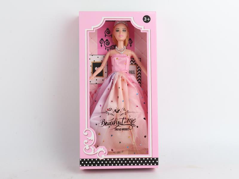 11 Inch Solid Articulated Hand Evening Doll With Crown Necklace