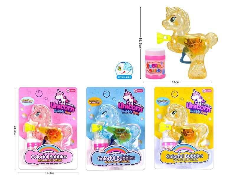 Friction Transparent  Unicorn Bubble Gun With Light (Can Candy)