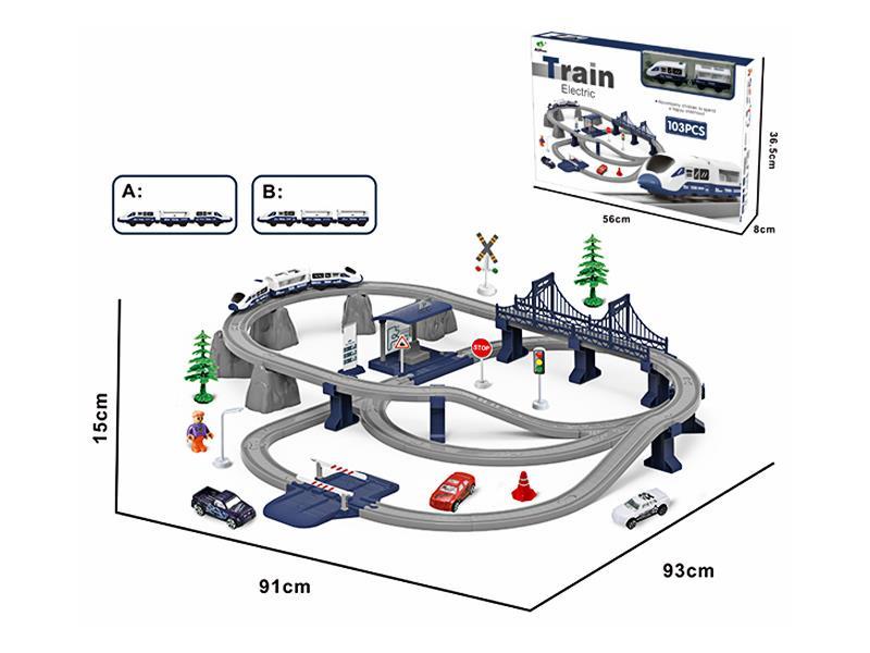 103PCS Blue Rail Car With Platform