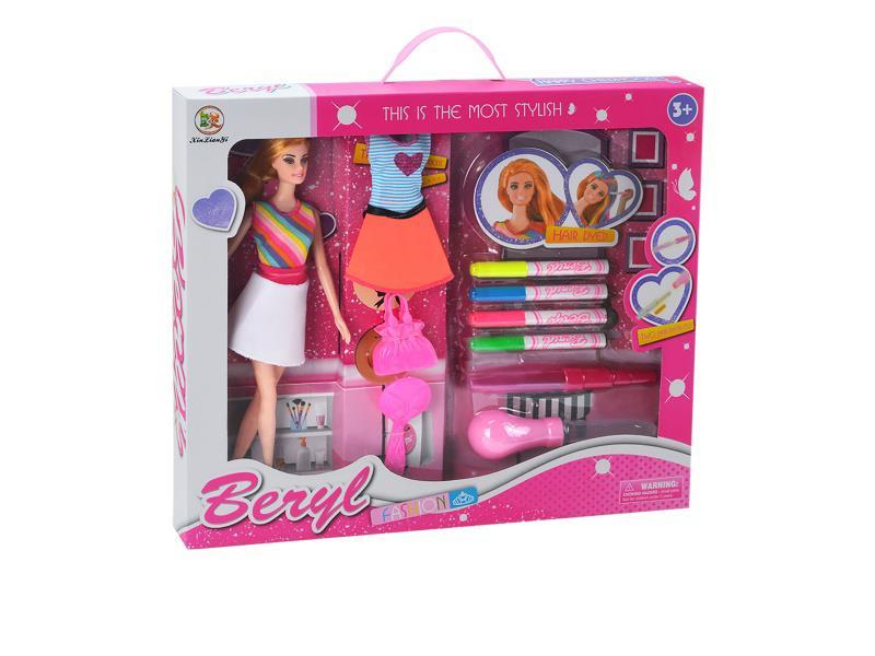 11.5-Inch Belle Real Body Doll Diy Hair Spray And Dye Set