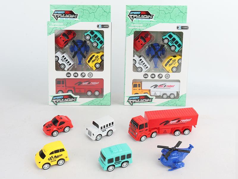 5Pcs City Pull Back Vehicles/Aircraft+Pull Back Container Vehicles