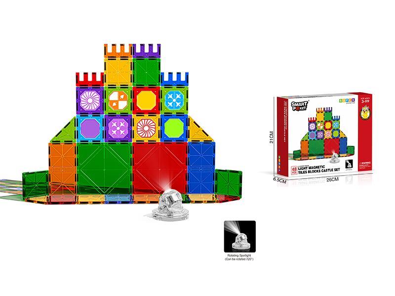 46Pcs Magnetic Film Castle Suit With Light - Standard Version
