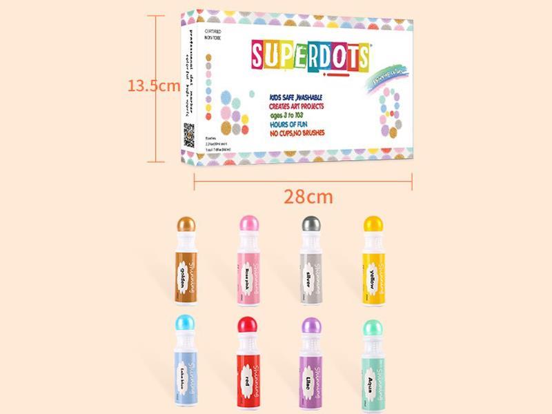 8 Colors Glitter Powder Dot Markers