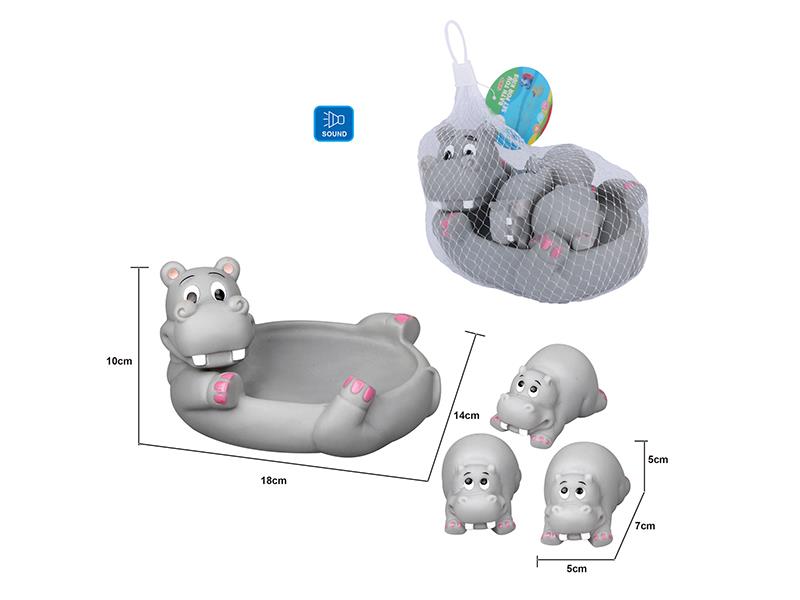Cute Hippo Kids Bath Toy Set