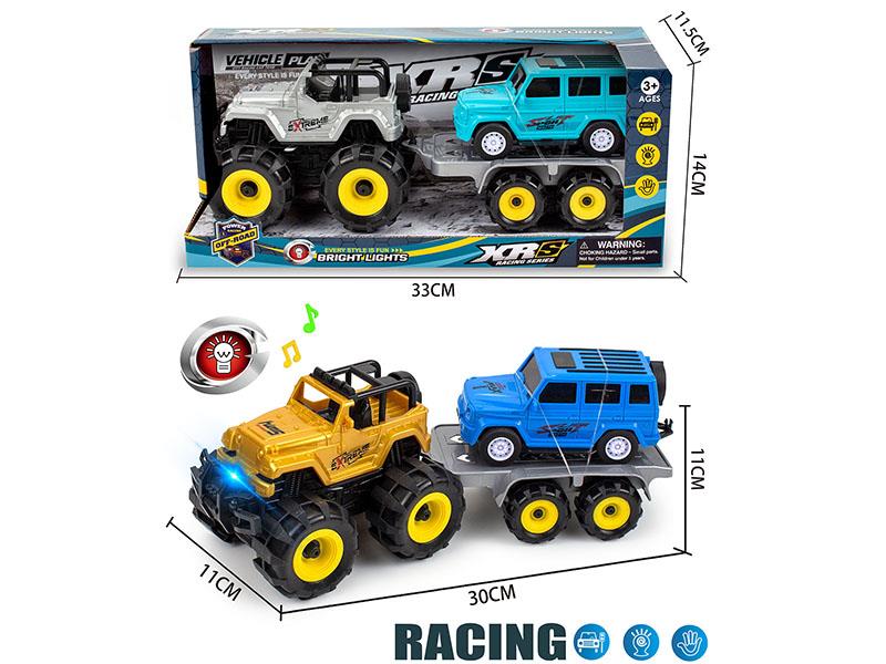 Friction Jeep Off-Road Vehicle Trailer Set With Lights