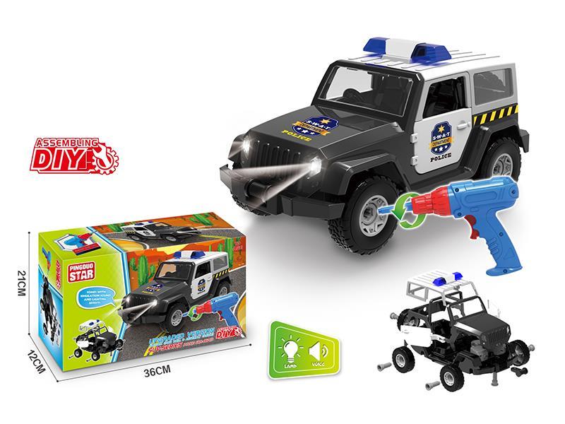 B/O Assemblable Slide Police Car With Light And Music