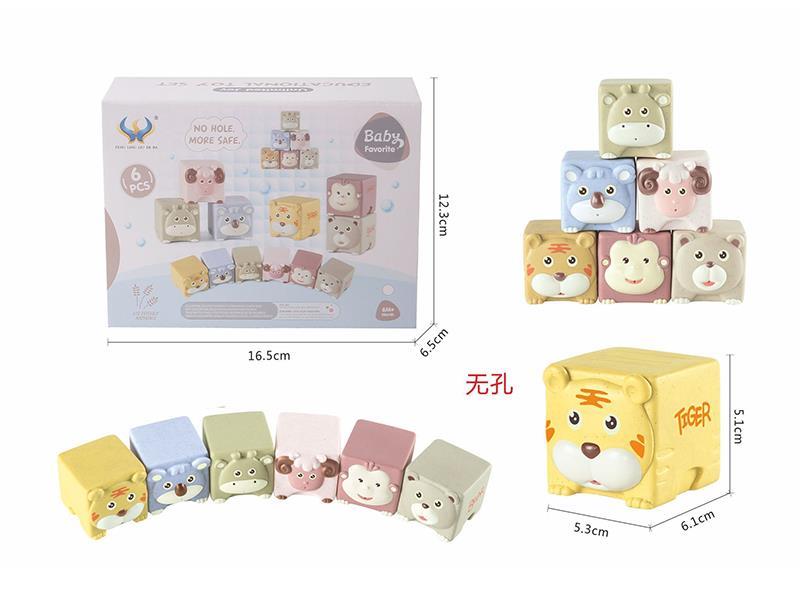 Wheat Straw Material Animal Block 6PCS