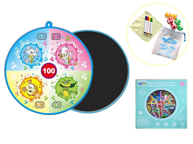 2 In 1 Drawing Board & Velcro Dartboard