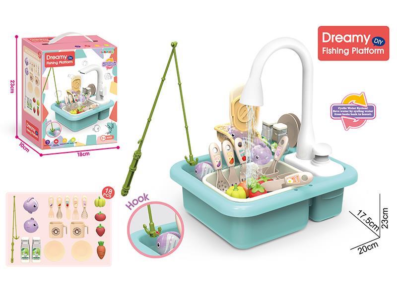 Manual Kitchen Sink Fishing Toy(Blue)