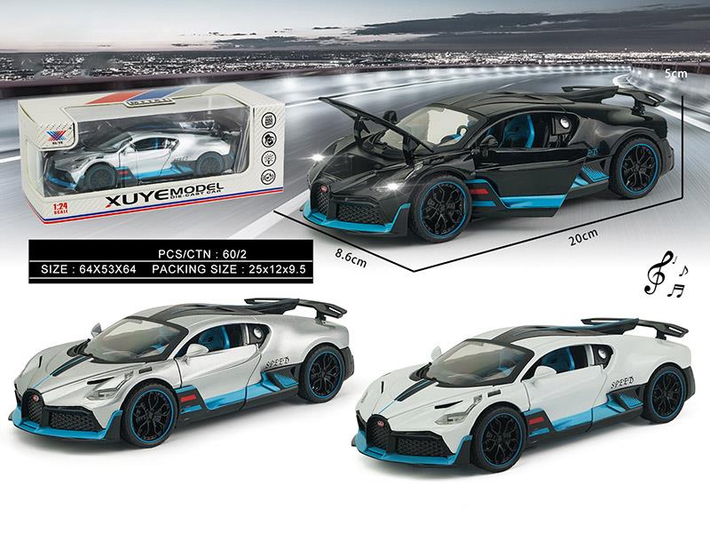 1:24 Pull Back Alloy Car Model Bugatti With Lights And Music(6 Side Doors Open)1PCS