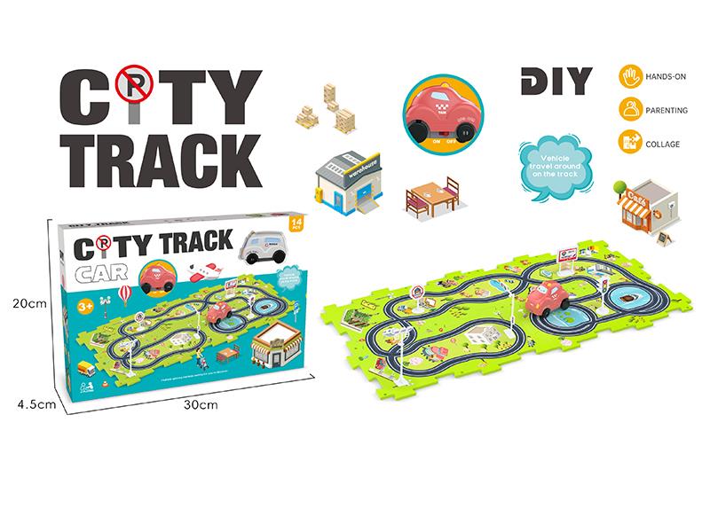 DIY City Theme Puzzle Track Car(14PCS)