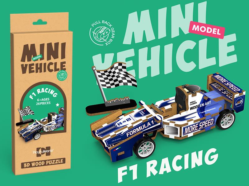 Mini Wooden 3D Puzzle - F1 Racing