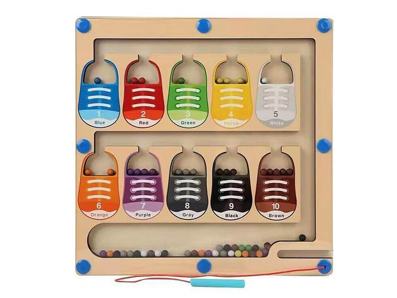 Wooden Magnetic Pen Shoes Color Sorting Maze Toy