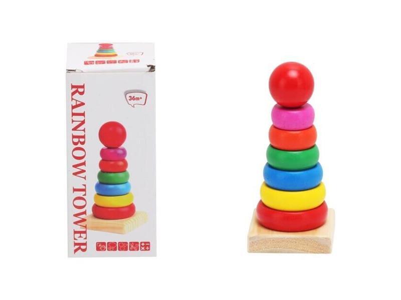 Wooden Rainbow Tower Toy
