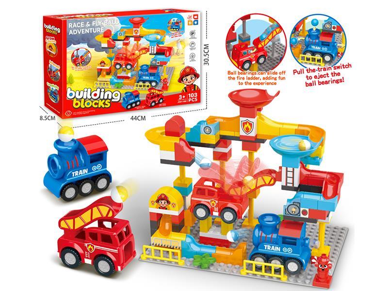 Fire Engine Train Slide Large Particle Building Blocks(103PCS)