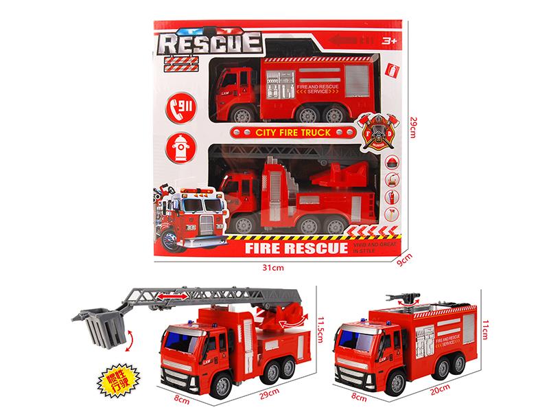 Friction Fire Sprinkler Truck + Fire Ladder Truck