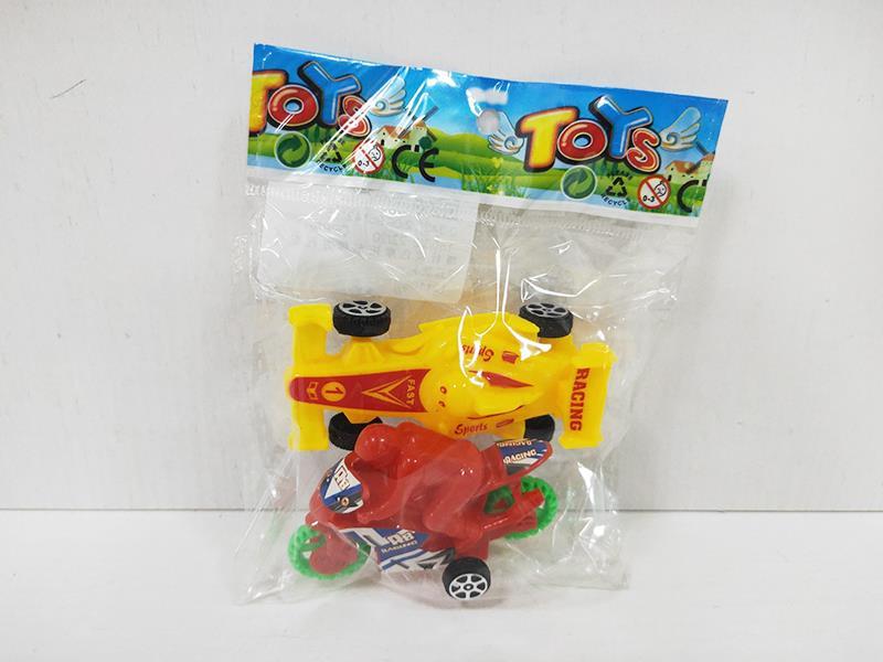 Pull Back Solid Color Equation Car And Motorcycle 2pcs