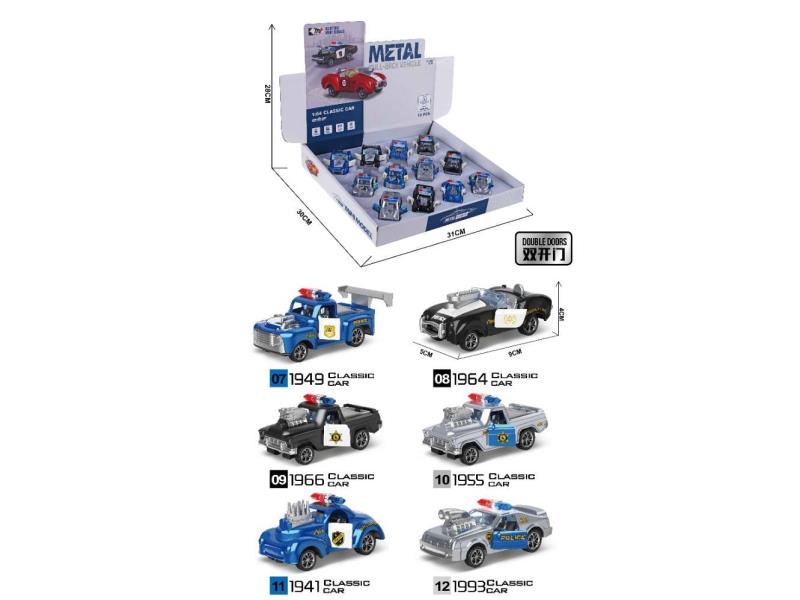 Alloy Recoil Police Car (12Pcs)