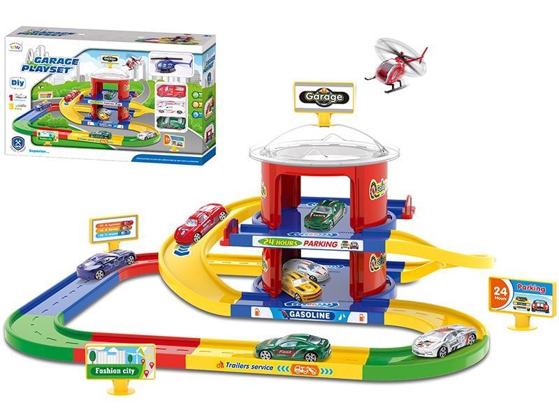 The Track Parking Lot Is Equipped With 1 Plastic Aircraft And 3 Alloy Cars