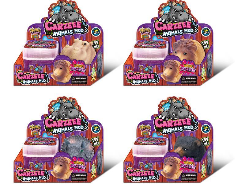 Square Bottle Purple Crystal Mud + Animal, Four Mixed