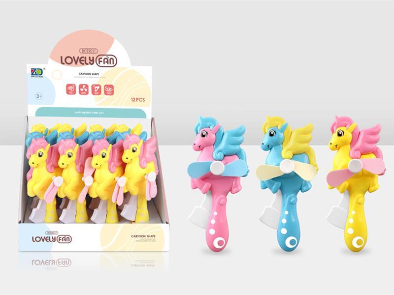 12PCS Cartoon Horse Hand Pressure Fan