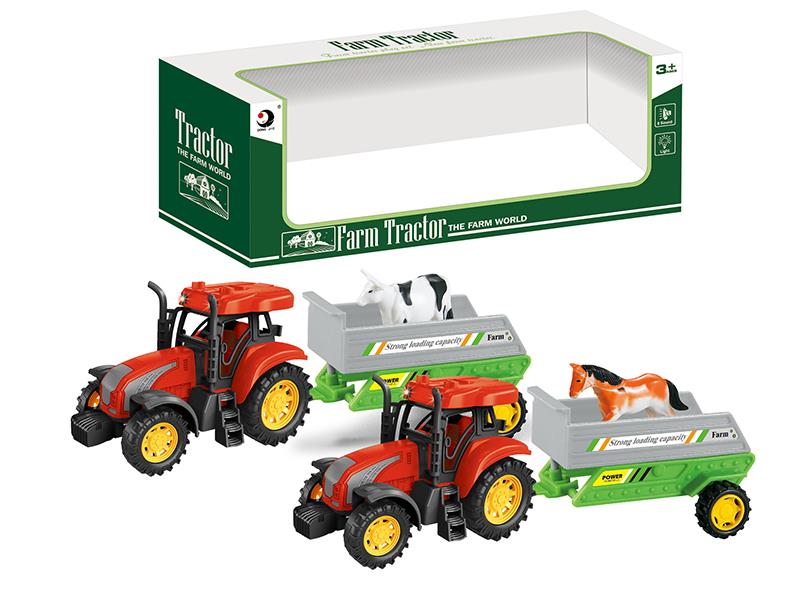 Friction Farm Tractor Trailer Toy(Lights And Music)