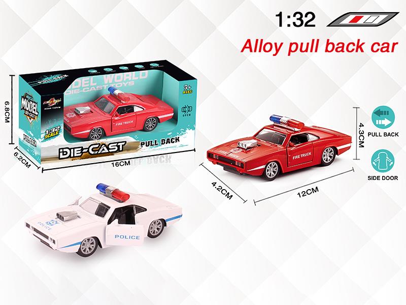 1:32 Dodge Alloy Open Doors Pull Back Police Car