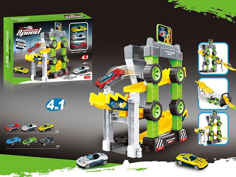 Alloy Car Theme Rail Car With 3 Cars