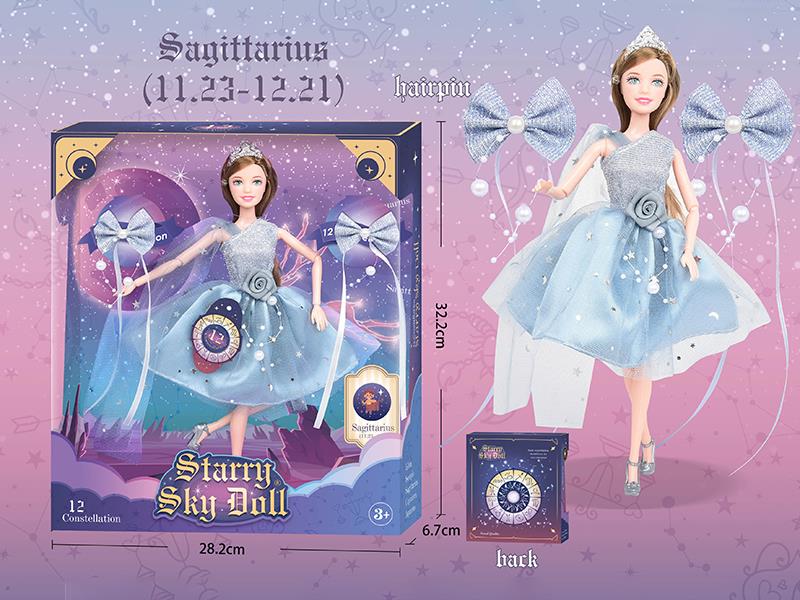 11.5 Inch 12-Joint Constellation Fashion Doll - Sagittarius(11.23-12.21)With 2 Hairpins, Crown