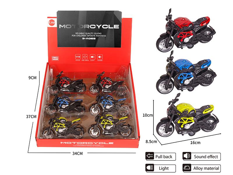Pull Back Alloy Augusta Motorcycle With Sound And Light 6pcs