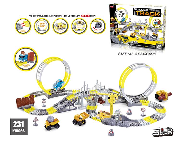 Electric Engineering Car 360° Rotating Track With Lights 231PCS(Not Included Batteries)