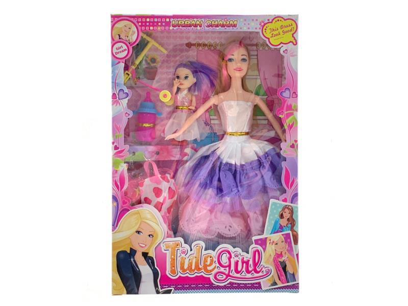 11.5-Inch Doll With Little Doll+Kick Scooter+Bottle+Clothes