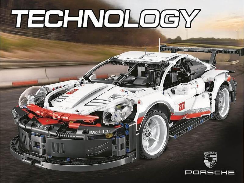 1:10 White Porsche 911 Building Blocks 1580PCS