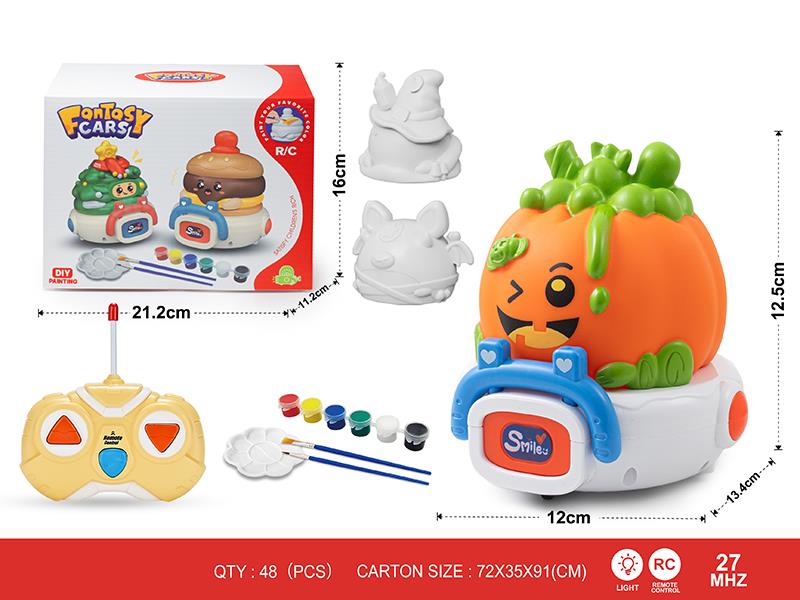27Mhz DIY Painting 2-Channel Remote Control Halloween Series Vinyl Car(With Lights) 1 Changing 3