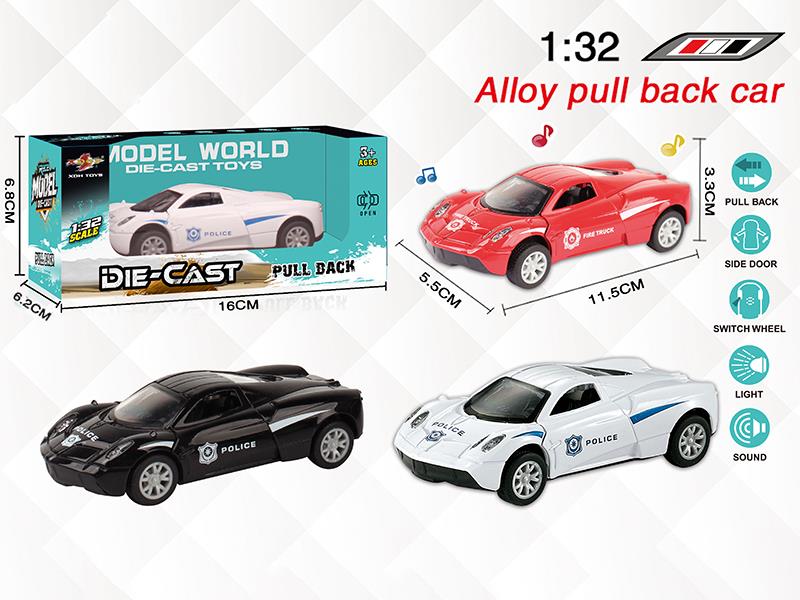 1:32 Pagani Alloy Open Doors Pull Back Police Car With Light And Music