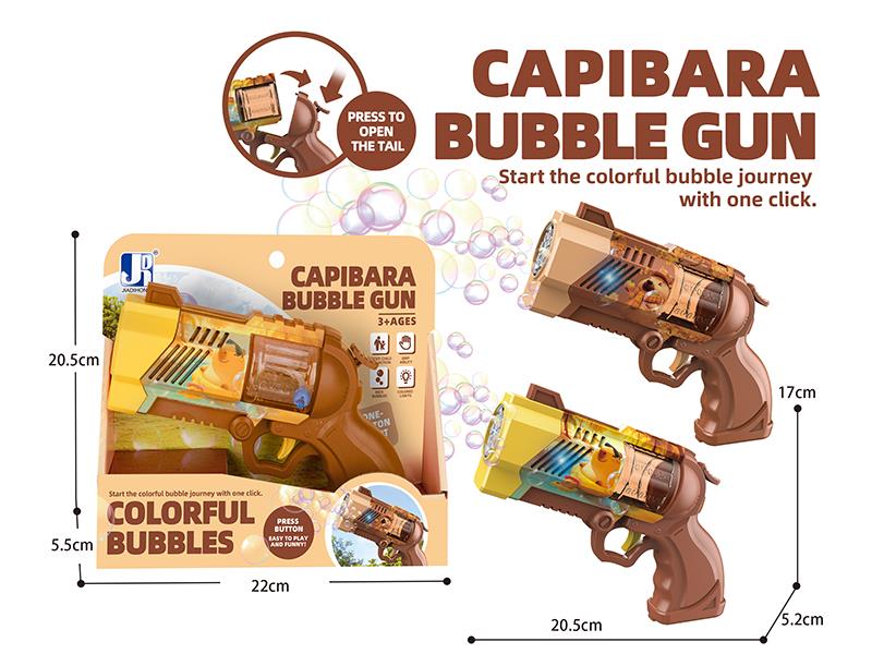 B/O 8 Hole Capybara Theme Revolver Bubble Gun With Lights