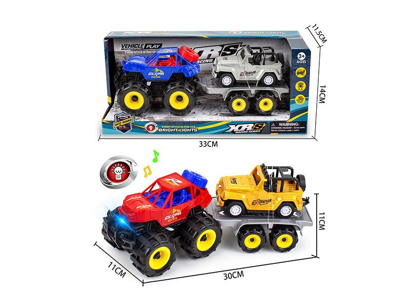 Friction Simulated Off-Road Vehicle Trailer Set With Lights