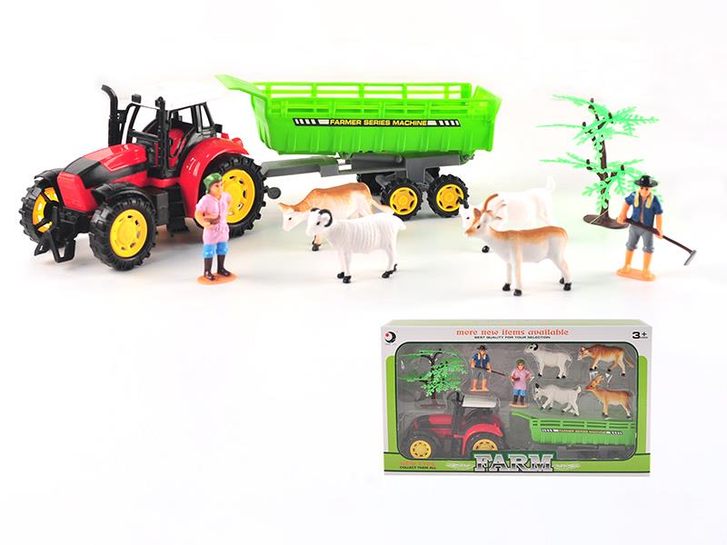 Friction Farm Tractor Play Set