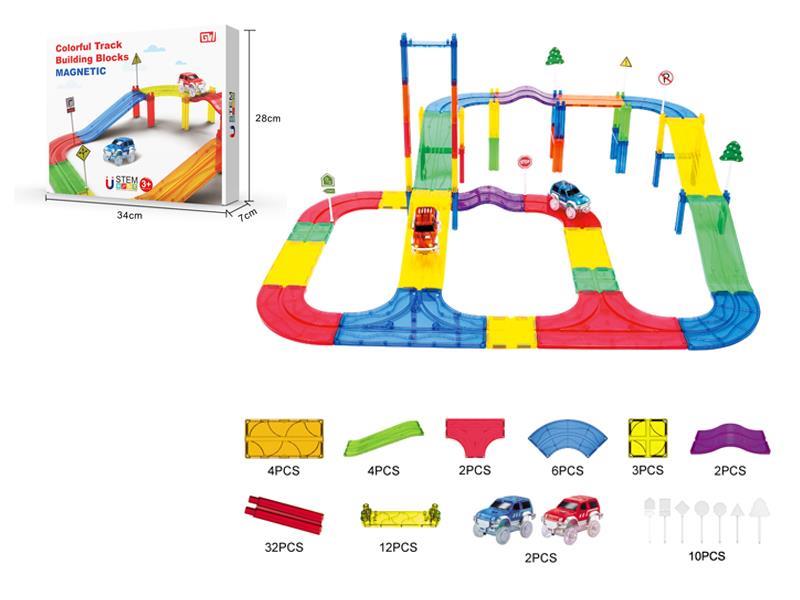 77PCS Color Tracks +2 Light-Emitting Cars